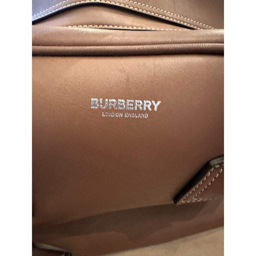 Burberry Smooth Calfskin Canvas Cube Malt Brown Bag - Excellent Condition